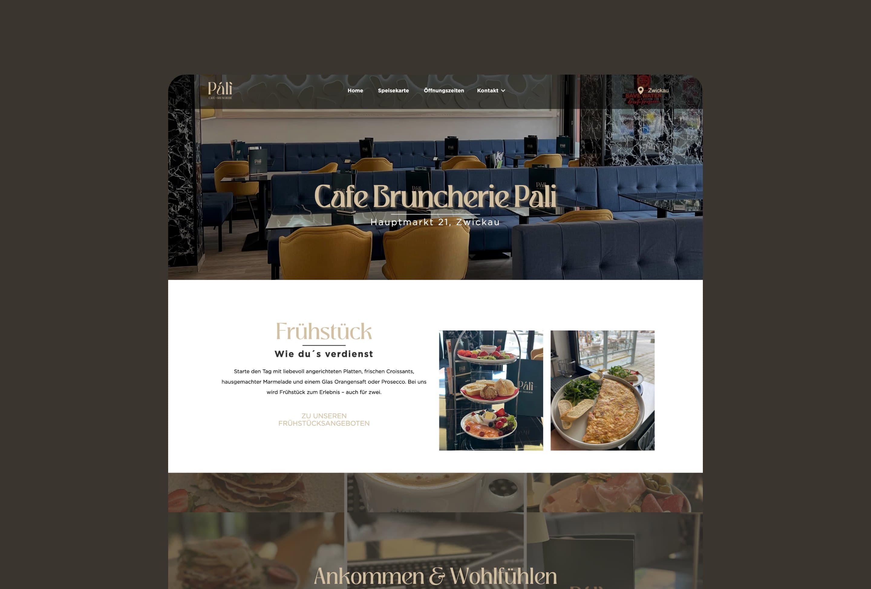 Website-Screenshot für ein Café